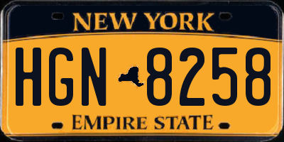 NY license plate HGN8258