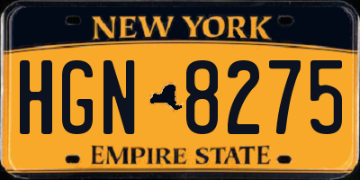 NY license plate HGN8275