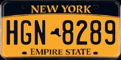 NY license plate HGN8289