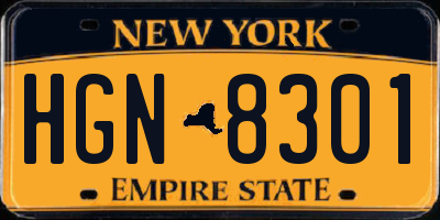 NY license plate HGN8301
