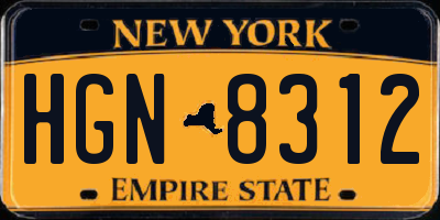 NY license plate HGN8312
