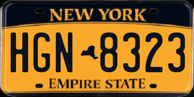 NY license plate HGN8323