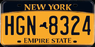 NY license plate HGN8324