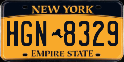 NY license plate HGN8329