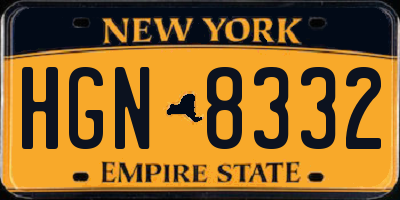 NY license plate HGN8332