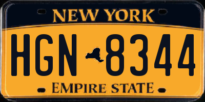 NY license plate HGN8344
