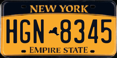 NY license plate HGN8345