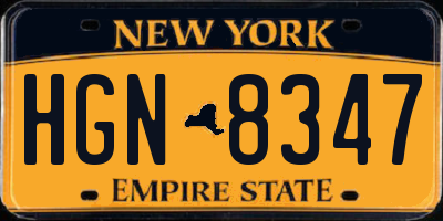 NY license plate HGN8347