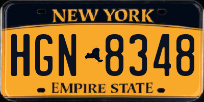 NY license plate HGN8348
