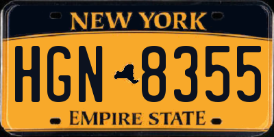 NY license plate HGN8355