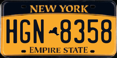 NY license plate HGN8358