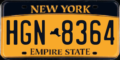 NY license plate HGN8364