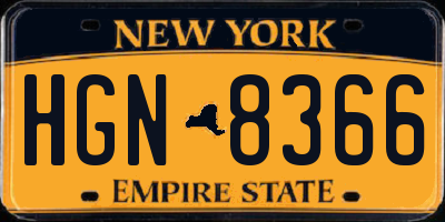 NY license plate HGN8366