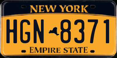 NY license plate HGN8371
