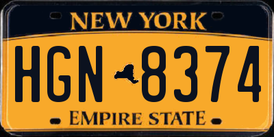 NY license plate HGN8374