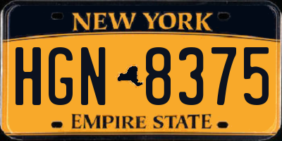 NY license plate HGN8375