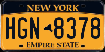 NY license plate HGN8378