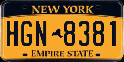 NY license plate HGN8381
