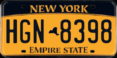 NY license plate HGN8398
