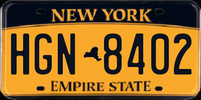 NY license plate HGN8402