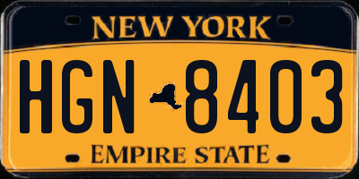 NY license plate HGN8403