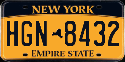 NY license plate HGN8432