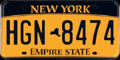 NY license plate HGN8474