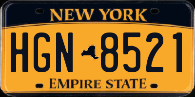 NY license plate HGN8521