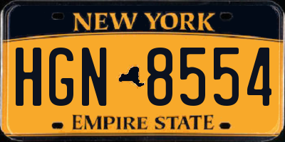 NY license plate HGN8554