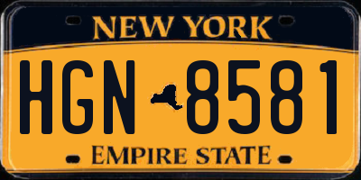 NY license plate HGN8581