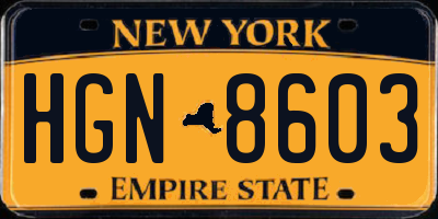 NY license plate HGN8603
