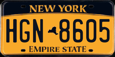 NY license plate HGN8605