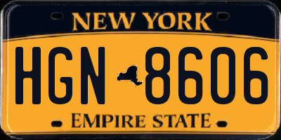 NY license plate HGN8606