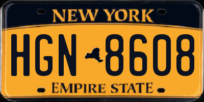 NY license plate HGN8608