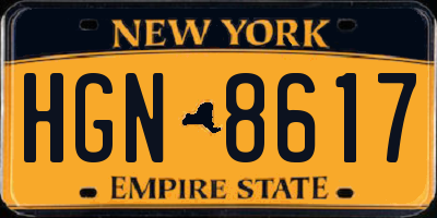 NY license plate HGN8617