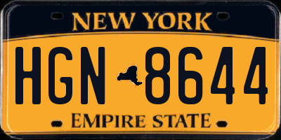 NY license plate HGN8644