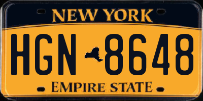 NY license plate HGN8648