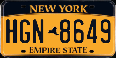 NY license plate HGN8649