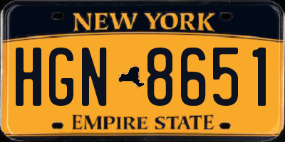 NY license plate HGN8651