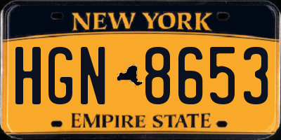 NY license plate HGN8653