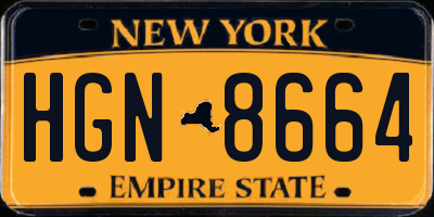 NY license plate HGN8664