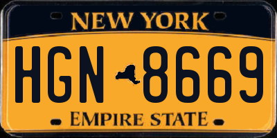 NY license plate HGN8669