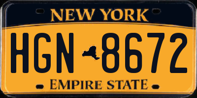 NY license plate HGN8672
