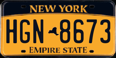 NY license plate HGN8673