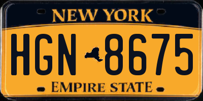 NY license plate HGN8675