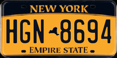 NY license plate HGN8694