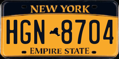 NY license plate HGN8704