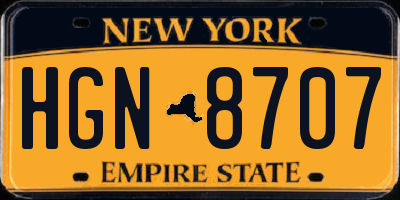 NY license plate HGN8707