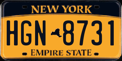 NY license plate HGN8731