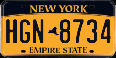 NY license plate HGN8734